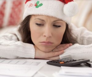 woman wearing a santa hat