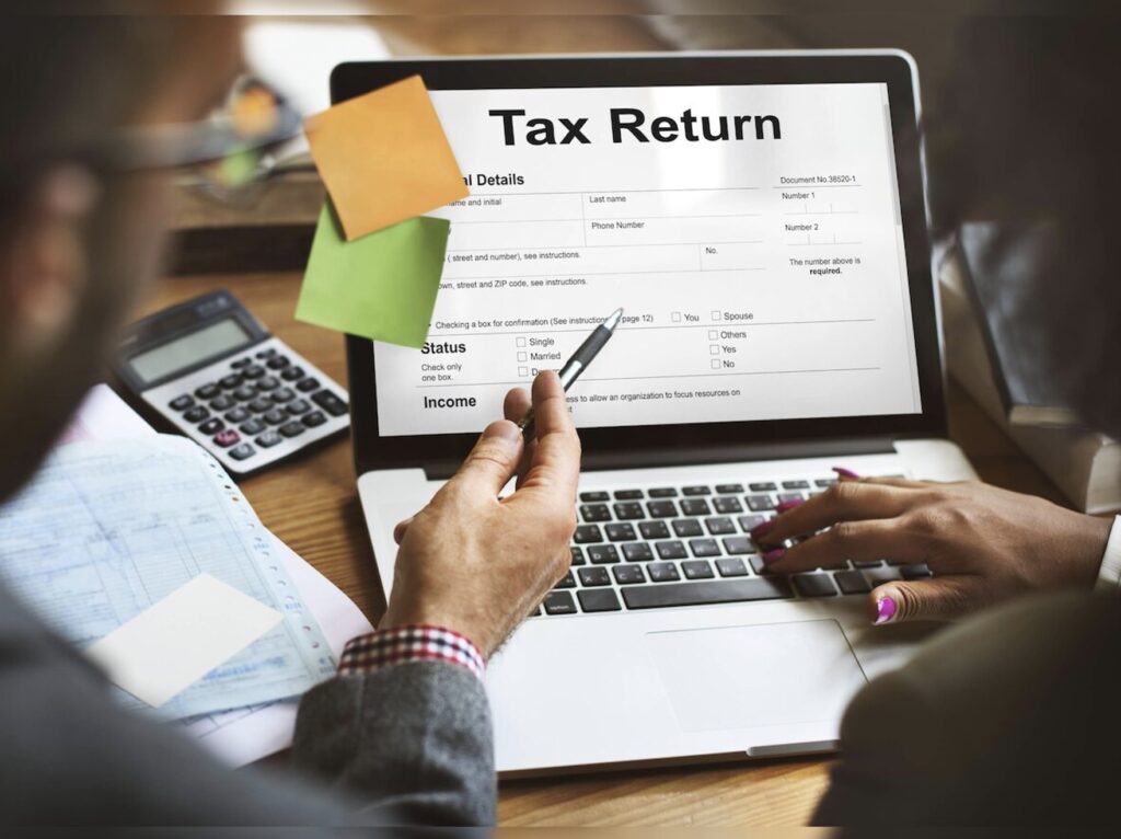 Couple reviewing their tax returns