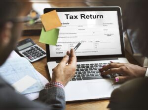 Couple reviewing their tax returns